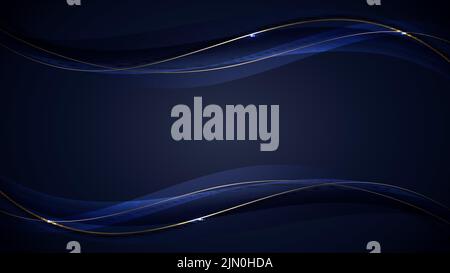 Abstract blue curve layer overlapping background. Paper art style ...