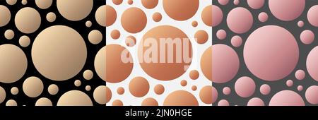 Abstract golden, copper and pink gold color random circles seamless pattern background. Luxury style. Vector illustration Stock Vector