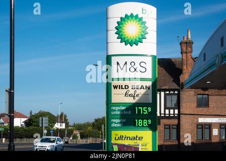 BP Petrol station with M&S store Stock Photo