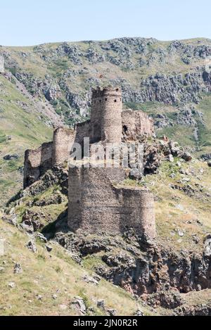 The Devil's Castle (Şeytan Kalesi) at Yıldırımtepe in Turkey's Ardahan province.  A Georgian structure but dating back to the Uratians it is believed. Stock Photo