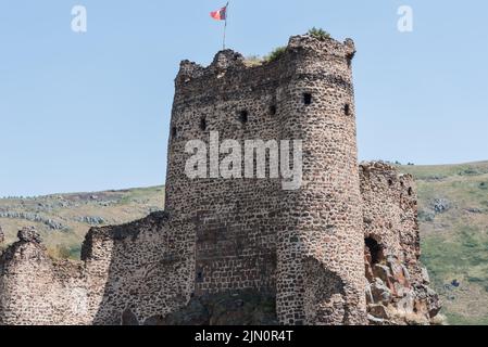 The Devil's Castle (Şeytan Kalesi) at Yıldırımtepe in Turkey's Ardahan province.  A Georgian structure but dating back to the Uratians it is believed. Stock Photo