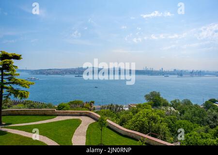 Panoramic view of Asian side or anatolian side of Istanbul including Kadikoy and Uskudar districts from Topkapi Palace. Stock Photo