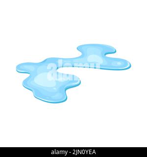 Water puddle, liquid cartoon style. Drop isolated on white background. Blue split, splash on floor. Vector illustration Stock Vector