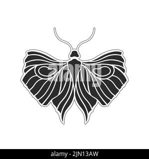 Art nouveau style basic butterfly element. 1920-1930 years vintage design. Symbol motif design. Isolated on white. Stock Vector