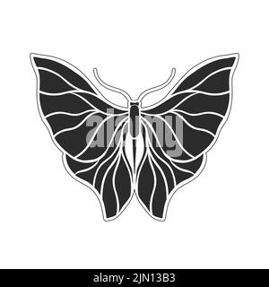 Art nouveau style basic butterfly element. 1920-1930 years vintage design. Symbol motif design. Isolated on white. Stock Vector