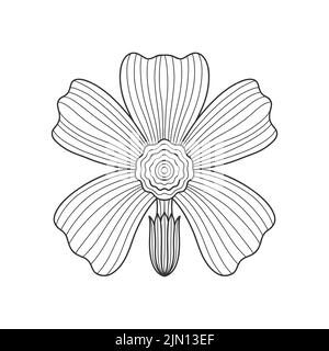 Art nouveau style basic flower element. 1920-1930 years vintage design. Symbol motif design. Isolated on white. Stock Vector