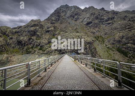 dam of gera in valmalenco, italian alps. Stock Photo