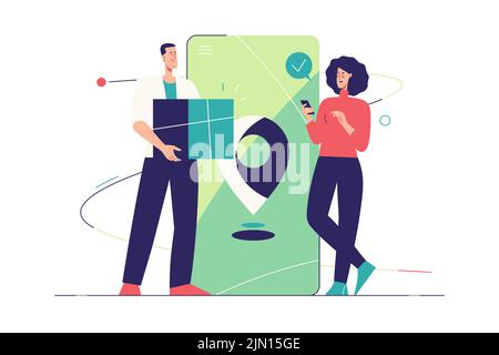 Vector illustration on the subject of online delivery service Stock Vector