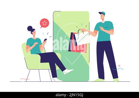 Vector illustration on the subject of online delivery service Stock Vector