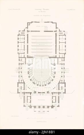 Hude & Hennicke, Lessing-Theater, Berlin. (From: Atlas to the magazine for Building, ed. V. Ministry of Public Work, Jg. 39, 1889) (1889-1889): Grundriss eG. Stitch on paper, 46.1 x 30 cm (including scan edges) Hude & Hennicke : Lessing-Theater, Berlin. (Aus: Atlas zur Zeitschrift für Bauwesen, hrsg. v. Ministerium der öffentlichen Arbeiten, Jg. 39, 1889) Stock Photo