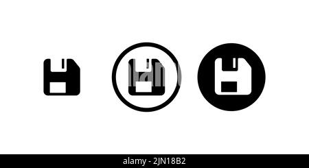 Black and white Floppy disk for computer data storage icon isolated on white background. Diskette sign. Square button. Stock Vector