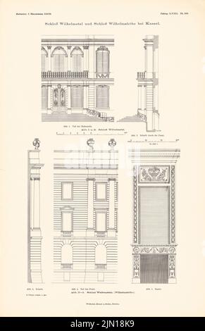 N.N., Wilhelmstal Castle in Kassel. Wilhelmshöhe Castle in Kassel. (From: Atlas to the magazine for Building, ed. V. Ministry of Public Work (1908-1908): Facade cuts, details. Printing on paper, 46.1 x 29.7 cm (incl. Scan edges) N.N. : Schloss Wilhelmstal, Kassel. Schloss Wilhelmshöhe, Kassel. (Aus: Atlas zur Zeitschrift für Bauwesen, hrsg. v. Ministerium der öffentlichen Arbeiten, Jg. 58, 1908) Stock Photo