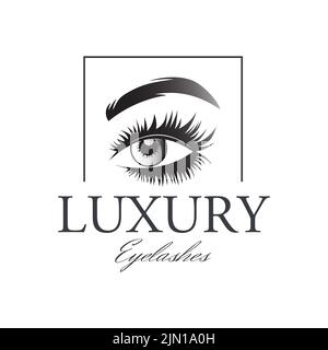 Luxury Beauty Eyelash extension Logo Vector Template. Eyelash makeup,Vector illustration in modern style Stock Vector