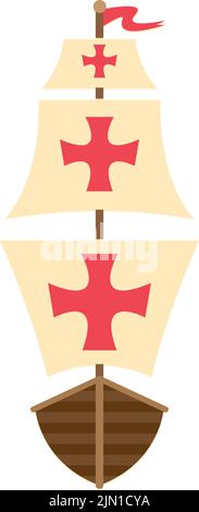 columbus caravel ship front icon Stock Vector