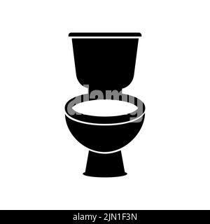 Badge toilet glyph icon, vector cut monochrome badge for house plumbing promotion design Stock Vector