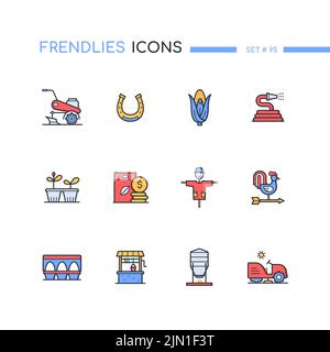Farm life - modern line design style icons set Stock Vector
