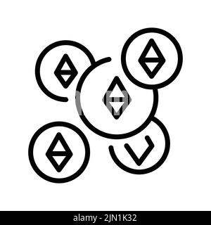 Cryptocurrency black line icon. Virtual money. Pictogram for web page. Stock Vector