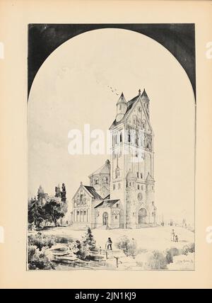 Stephan Georg, church. (From: Prints of seminar works by the Royal Technical University of Berlin, Vol. III) (1903/1904): Perspective view. Print on paper, 32.6 x 23.9 cm (including scan edges) Stephan Georg : Kirche. (Aus: Drucke von Seminararbeiten der Königlich Technischen Hochschule Berlin, Bd. III) Stock Photo