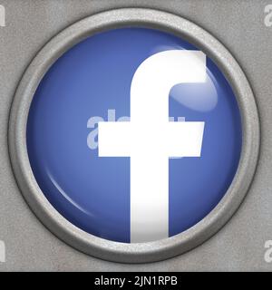 button with logo of social media service Facebook Stock Photo