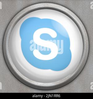 button with logo of social media service Skype Stock Photo