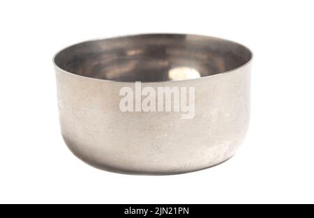 Aluminum Bowl Isolated on White Background. Stock Photo