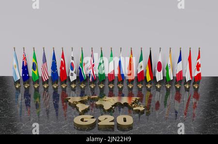 Flags G20 membership , Concept of the G20 summit or meeting, G20 ...