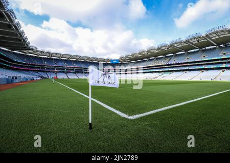 August 7th, 2022, Dublin Ireland; Croke Park stadium ready for the Senior Camogie All-Ireland Championship Final match between Cork and Kilkenny Stock Photo