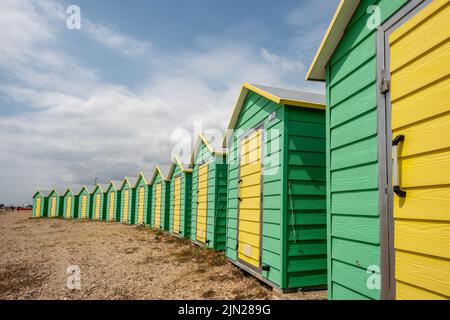 Littlehampton, July 21st 2022: Beach huts Stock Photo