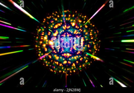 Abstract kaleidoscope background. Beautiful multicolor kaleidoscope texture in circular pattern. Unique kaleidoscope design. Stock Photo