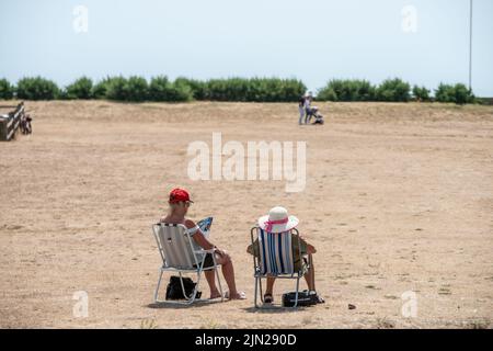 Littlehampton, July 21st 2022: East Beach Green Stock Photo