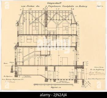 Gustav garlic (1833-1916), Corpshaus Guestphalia, Marburg: Longitudinal section 1:50. Ink on transparent, 52.6 x 61.3 cm (including scan edges) Stock Photo