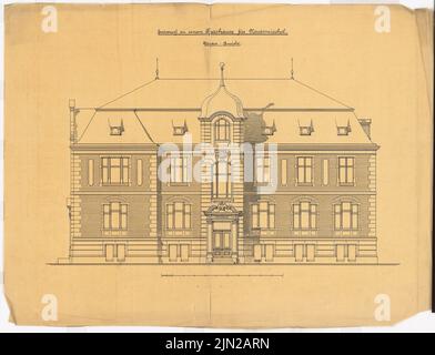 Gustav garlic (1833-1916), district house, Neutomischel: Upper main facade. Ink on transparent, 60.2 x 78.7 cm (including scan edges) Stock Photo