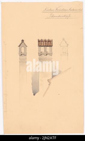 Gustav garlic (1833-1916), district house, Neutomischel: 3 details chimneys. Pencil watercolored on paper, 40 x 25.1 cm (including scan edges) Stock Photo