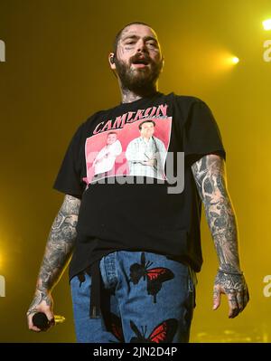 Post Malone performs during the 2022 Outside Lands Music and Arts Festival at Golden Gate Park on August 07, 2022 in San Francisco, California. Photo: Casey Flanigan/imageSPACE/Sipa USA Credit: Sipa USA/Alamy Live News Stock Photo