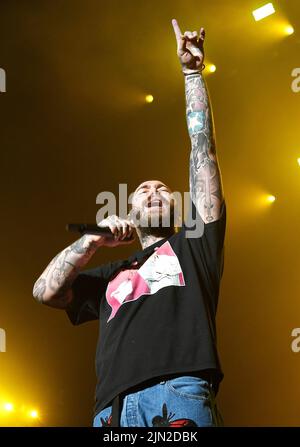 Post Malone performs during the 2022 Outside Lands Music and Arts Festival at Golden Gate Park on August 07, 2022 in San Francisco, California. Photo: Casey Flanigan/imageSPACE/Sipa USA Credit: Sipa USA/Alamy Live News Stock Photo