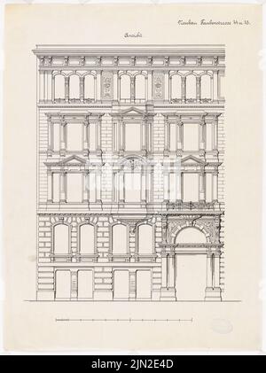 Knoblauch Gustav (1833-1916), residential building Heinrich Keibel II, Berlin: View Taubenstraße. Ink on transparent, 57.3 x 42.8 cm (including scan edges) Stock Photo