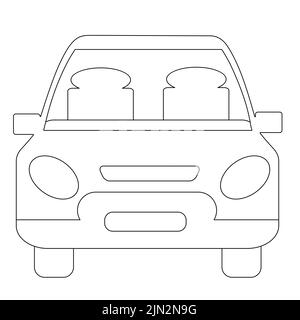 Black and white people travel by car. Vector illustration. Stock Vector