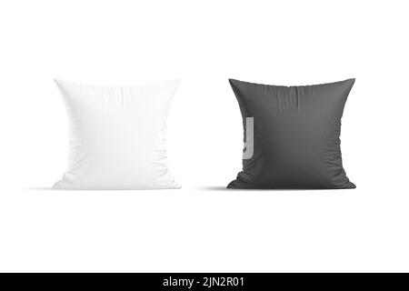 Blank white and black square pillow mockup stand, front view Stock Photo