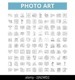 Photo art icons, line symbols, web signs, vector set, isolated illustration Stock Vector
