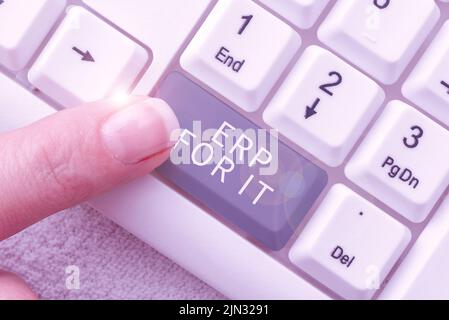 Conceptual caption Erp For It. Word Written on Enterprise resource planning software for integrate applications -48721 Stock Photo