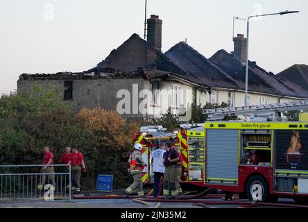 Emergency services at the scene in Crayford Way, Crayford, south east ...