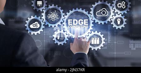 EDGE Computing technology internet concept. Mixed Media Stock Photo