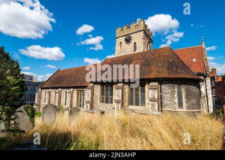 St Mary's church on Quarry Street, Guildford, Surrey, England, UK Stock Photo