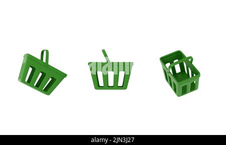 3d render. Shopping basket isolated on white background. 3d illustration Stock Photo