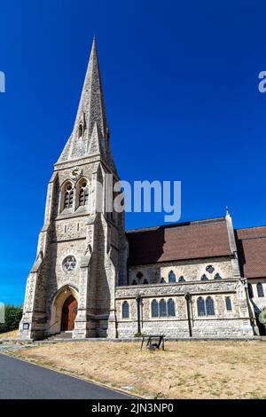 Exterior of late 19th century All Saints' Blackheath church made of Kentish ragstone, Blackheath, London, UK Stock Photo