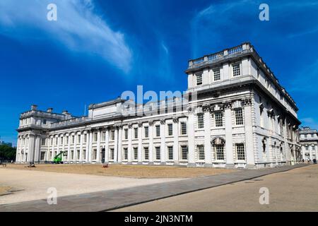 Classical style building of Trinity Laban Conservatoire of Music and Dance exterior in Old Royal Naval College, Greenwich, London. UK Stock Photo