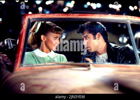1977, Hollywood, California, USA: Actors OLIVIA NEWTON-JOHN as Sandy and JOHN TRAVOLTA as Danny in the movie 'Grease.' (Credit Image: © Paramount/Entertainment Pictures) Stock Photo