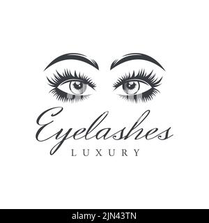 Luxury Beauty Eyelash Extension Logo Vector. Eyelash makeup, vector illustration in modern style, Templates,spa,beauty salon Stock Vector