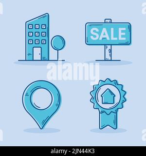 real estate set four items Stock Vector