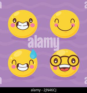 four classic emoticons set icons Stock Vector